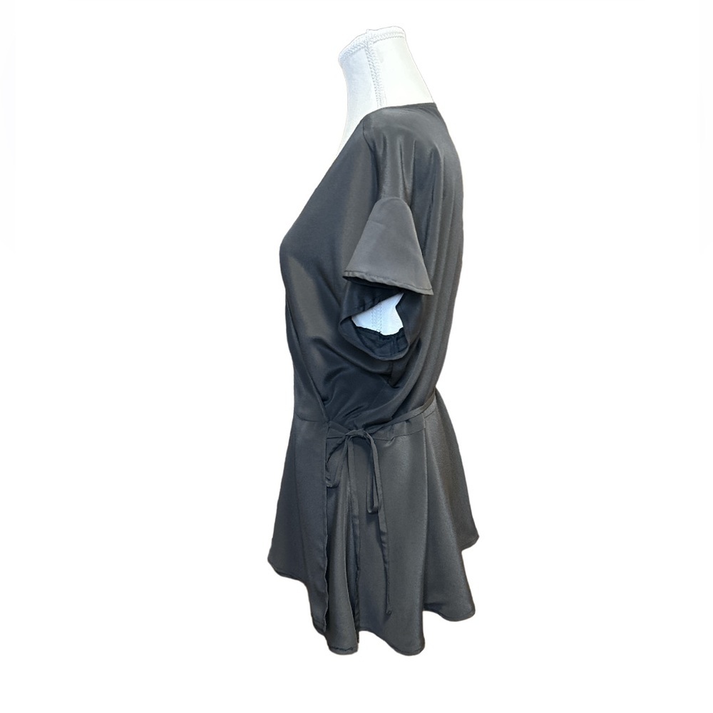 ModCloth Black Short Sleeve Wrap Shirt - Picture 3 of 7